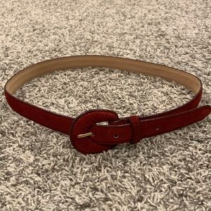 Red velvet leather belt